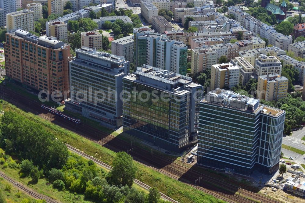 Aerial image Warschau Ochota - Office and Commercial Building Nimbus , Equator und Brama Zachodnia operated by IMMOFINANZ AG in Mokotov district of Warsaw in Poland