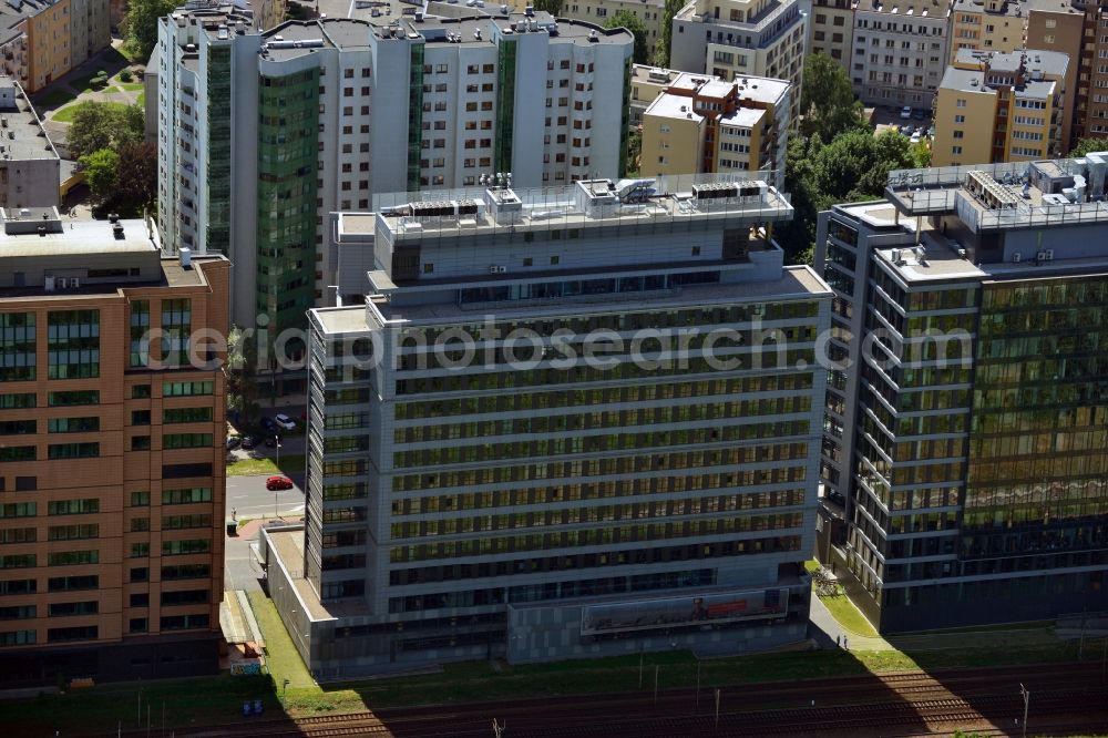 Warschau Ochota from above - Office and Commercial Building Nimbus , Equator und Brama Zachodnia operated by IMMOFINANZ AG in Mokotov district of Warsaw in Poland