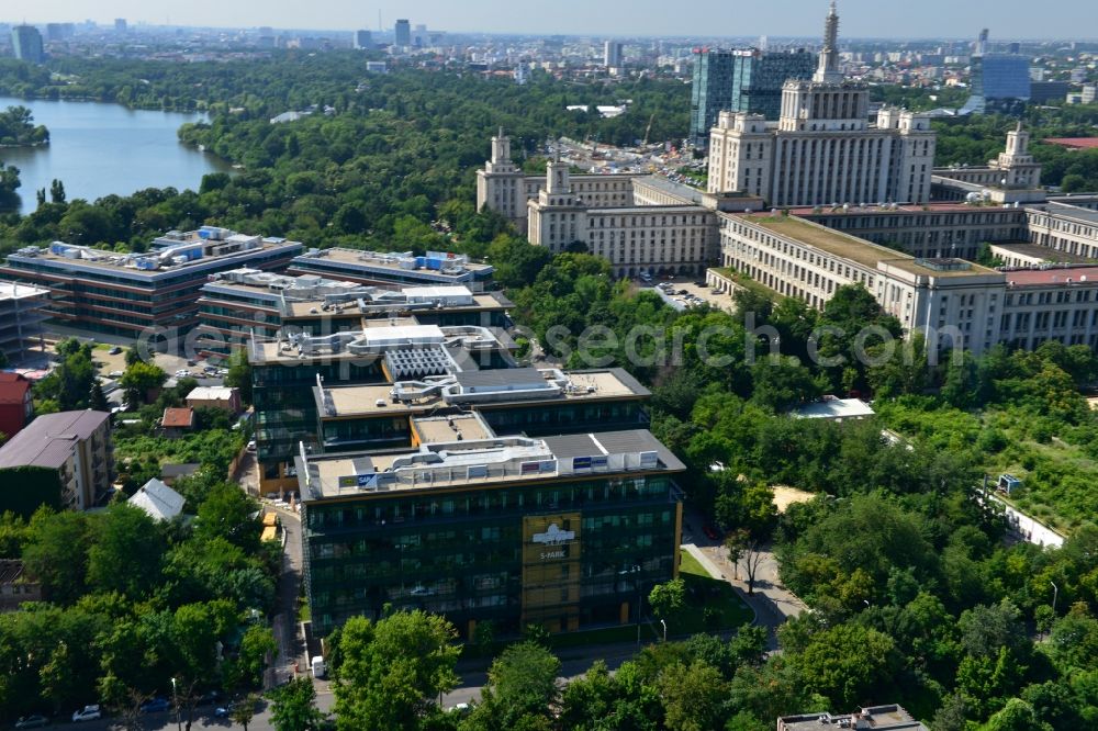 Bukarest from the bird's eye view: View of the office and commercial building complex S-Park in Bucharest, Romania. The property on the Tipografilor Street is a project of IMMOFINANZ AG