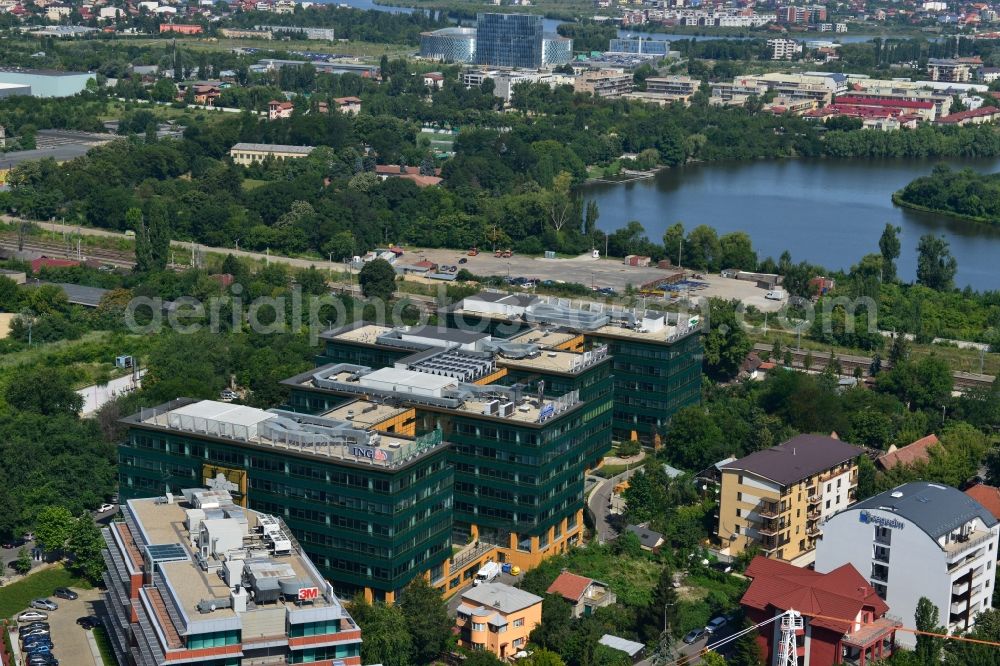 Bukarest from the bird's eye view: View of the office and commercial building complex S-Park in Bucharest, Romania. The property on the Tipografilor Street is a project of IMMOFINANZ AG