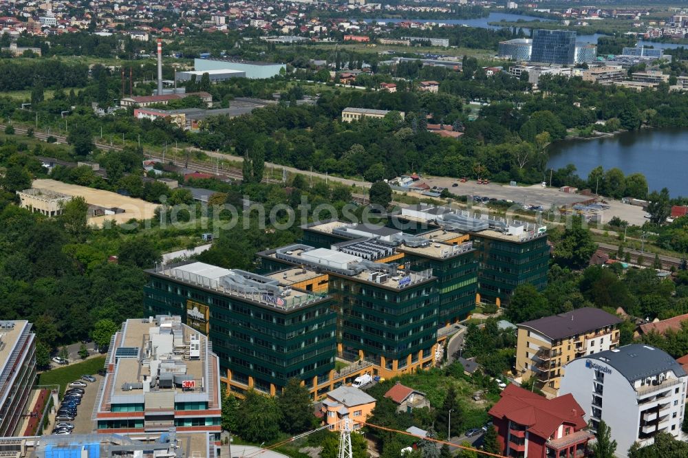 Aerial image Bukarest - View of the office and commercial building complex S-Park in Bucharest, Romania. The property on the Tipografilor Street is a project of IMMOFINANZ AG