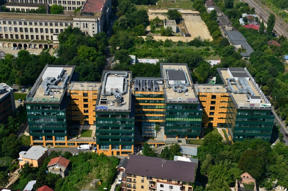 Bukarest from the bird's eye view: View of the office and commercial building complex S-Park in Bucharest, Romania. The property on the Tipografilor Street is a project of IMMOFINANZ AG