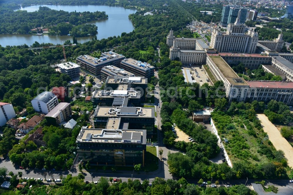 Bukarest from above - View of the office and commercial building complex S-Park in Bucharest, Romania. The property on the Tipografilor Street is a project of IMMOFINANZ AG