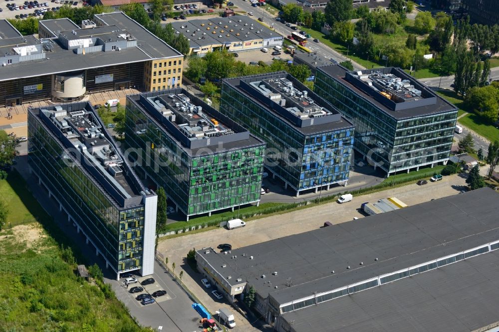 Aerial photograph Warschau Mokotow - Office and Commercial Building Park Postepu operated by IMMOFINANZ AG in Mokotov district of Warsaw in Poland