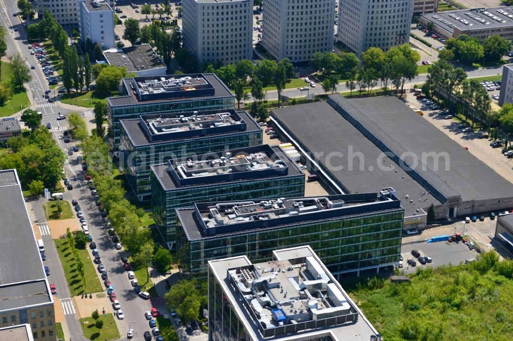 Aerial photograph Warschau Mokotow - Office and Commercial Building Park Postepu operated by IMMOFINANZ AG in Mokotov district of Warsaw in Poland