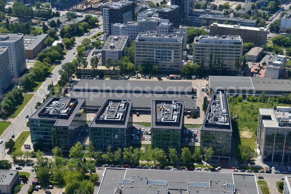 Aerial photograph Warschau Mokotow - Office and Commercial Building Park Postepu operated by IMMOFINANZ AG in Mokotov district of Warsaw in Poland