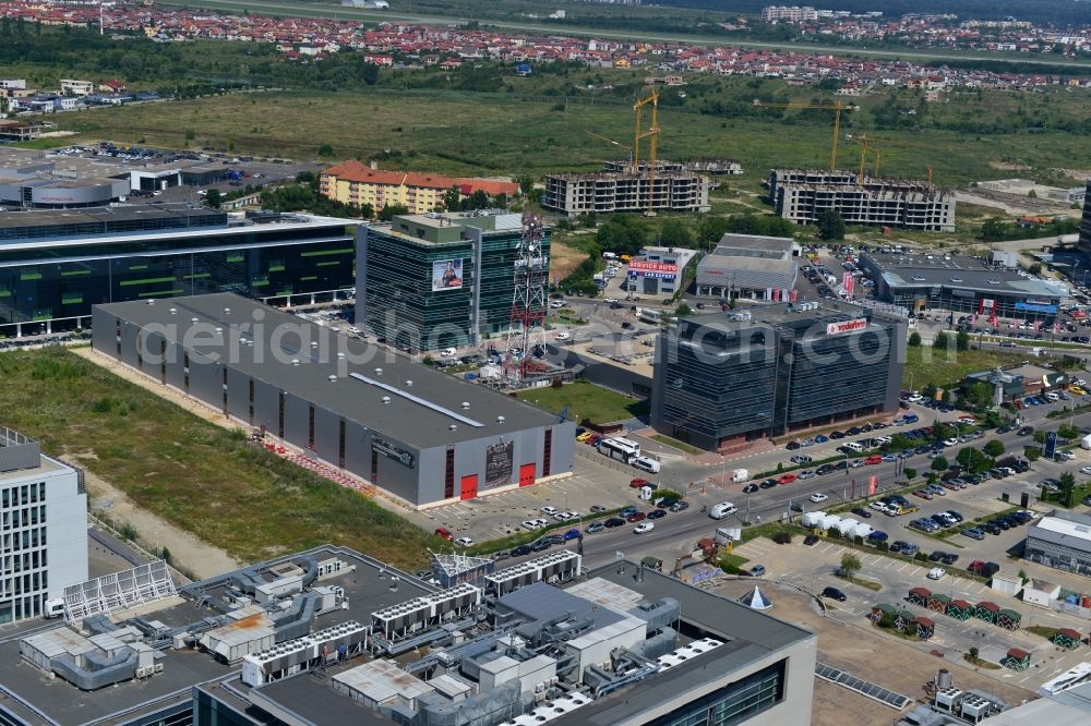 Aerial photograph Bukarest - View of the office and commercial building complex Pipera 1-2 in Bucharest, Romania. The property on the street Pipera-Tunari Blvd. is a project of IMMOFINANZ AG. The company vodafone is anchor tenant