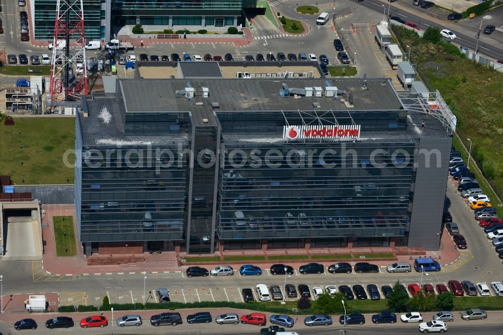 Bukarest from above - View of the office and commercial building complex Pipera 1-2 in Bucharest, Romania. The property on the street Pipera-Tunari Blvd. is a project of IMMOFINANZ AG. The company vodafone is anchor tenant