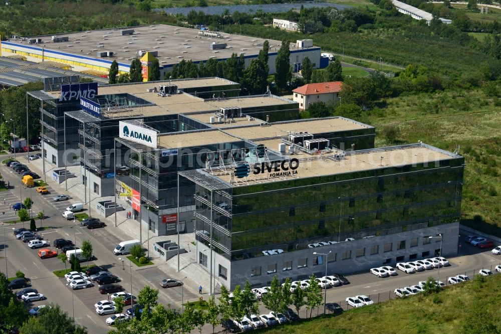 Aerial photograph Bukarest - View of the office and commercial building complex Victoria Business Park in Bucharest in Romania. It is anchored by the accounting firm KPMG. The property on the highway Bucuresti-Ploiesti soseaua is a project of IMMOFINANZ AG