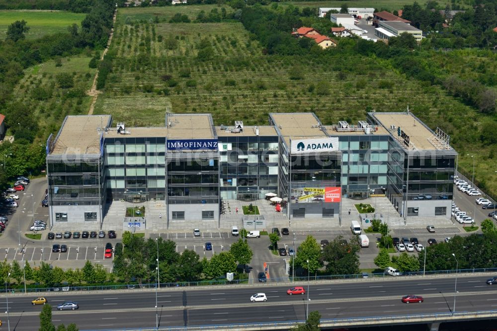 Aerial photograph Bukarest - View of the office and commercial building complex Victoria Business Park in Bucharest in Romania. It is anchored by the accounting firm KPMG. The property on the highway Bucuresti-Ploiesti soseaua is a project of IMMOFINANZ AG