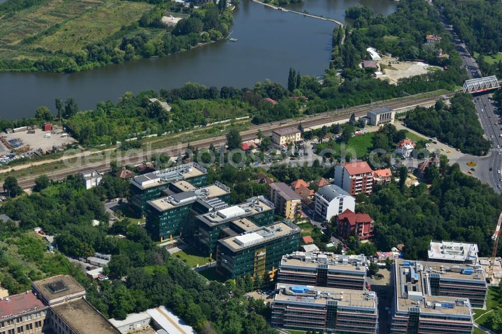 Aerial photograph Bukarest - View of the office and commercial building complex Victoria Business Park in Bucharest in Romania. It is anchored by the accounting firm KPMG. The property on the highway Bucuresti-Ploiesti soseaua is a project of IMMOFINANZ AG