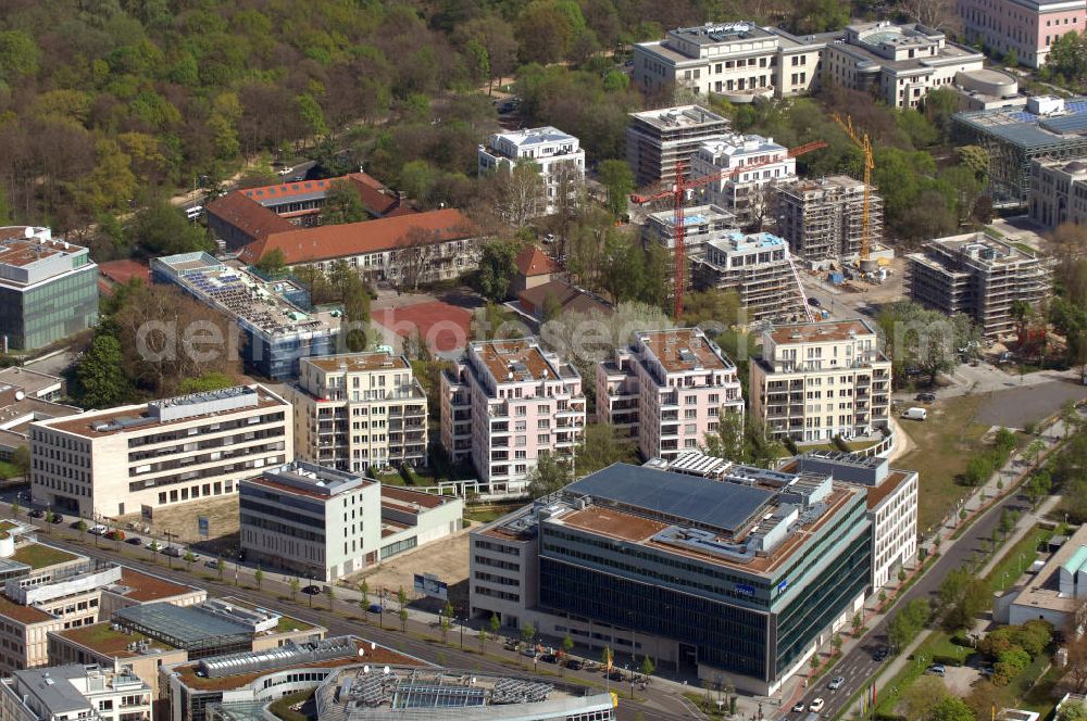 Aerial photograph Berlin - View over an office and business building onto the diplomats neighbourhood in the district Tiergarten