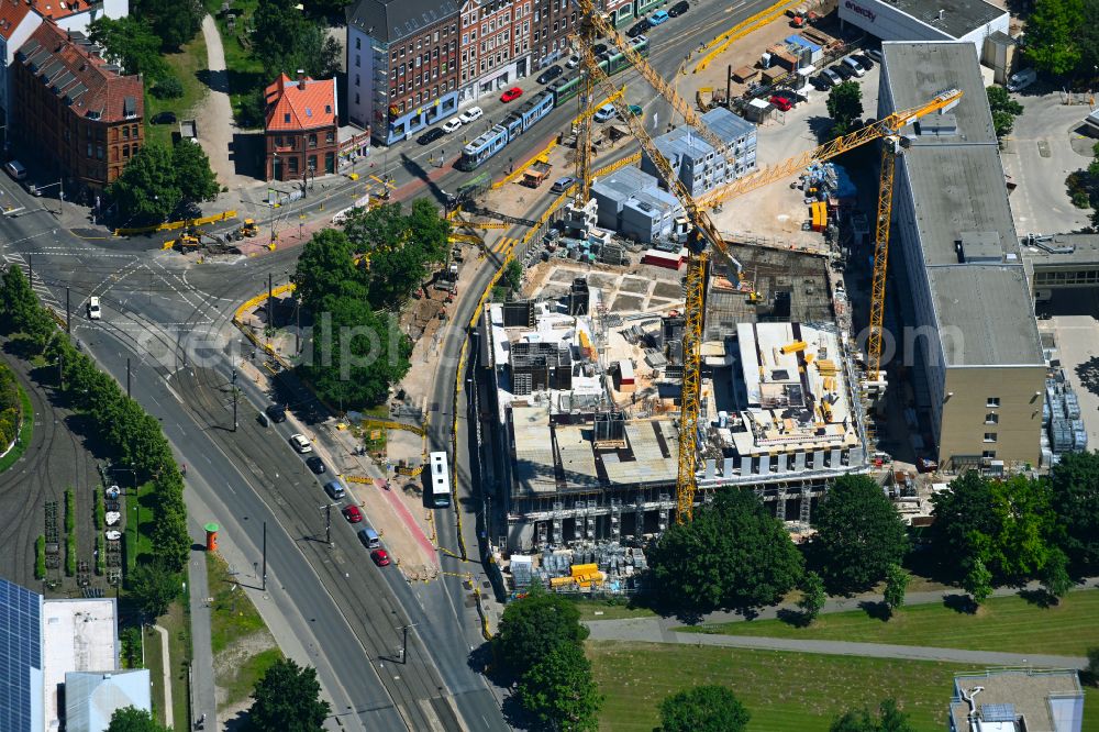 Hannover from above - Office and commercial building of Enercity AG on Glockseestrasse in the Calenberger Neustadt district of Hanover in the state of Lower Saxony, Germany