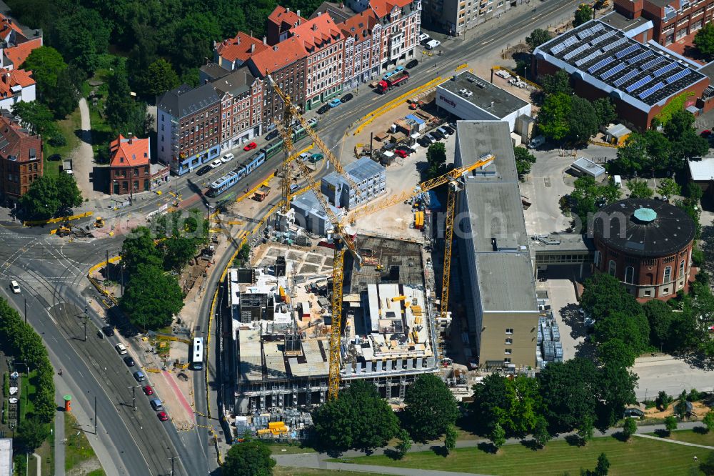 Hannover from the bird's eye view: Office and commercial building of Enercity AG on Glockseestrasse in the Calenberger Neustadt district of Hanover in the state of Lower Saxony, Germany