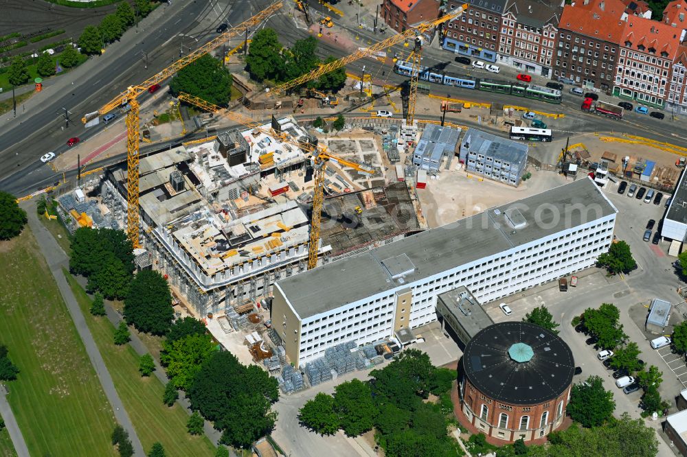 Hannover from above - Office and commercial building of Enercity AG on Glockseestrasse in the Calenberger Neustadt district of Hanover in the state of Lower Saxony, Germany