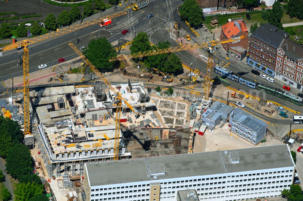 Hannover from the bird's eye view: Office and commercial building of Enercity AG on Glockseestrasse in the Calenberger Neustadt district of Hanover in the state of Lower Saxony, Germany