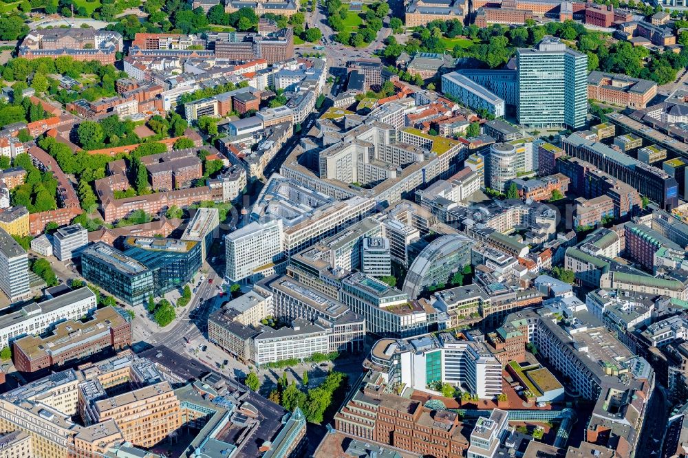 Hamburg from the bird's eye view: Office building - Ensemble on Axel-Springer-Platz - Grosse Bleichen - Hohe Bleichen - Fuhlentwiete in the district Neustadt in Hamburg, Germany