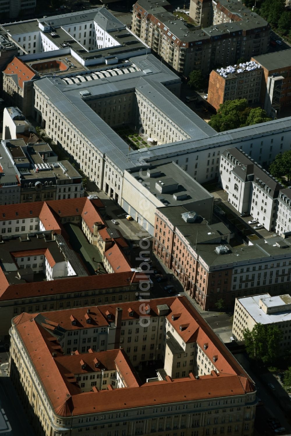 Berlin from above - Office building - Ensemble Behrenstrasse - Glinkastrasse - Franzoesische Strasse - Mauerstrasse destrict Mitte in Berlin