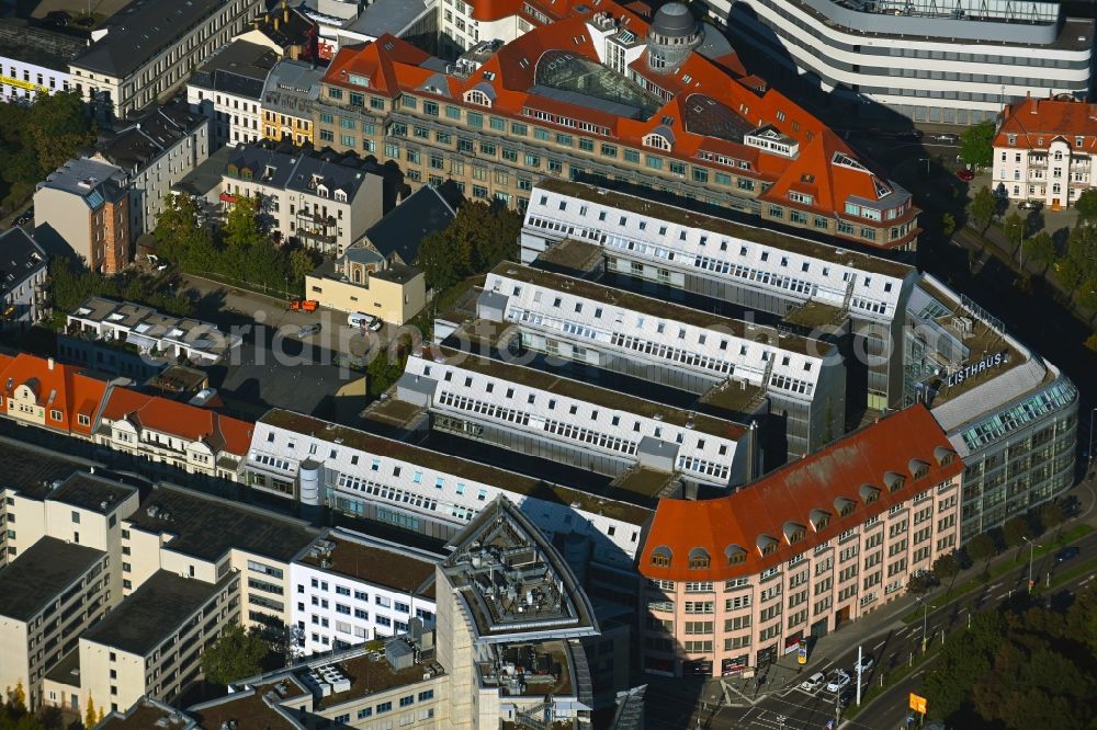 Aerial photograph Leipzig - Office building - Ensemble on Dohnanyistrasse - Friedrich-List-Platz - Rosa-Luxemburg-Strasse in the district Mitte in Leipzig in the state Saxony