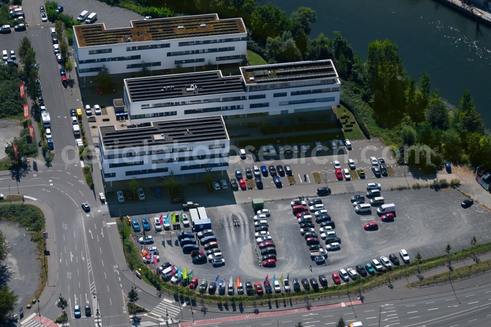 Heilbronn from the bird's eye view: Office building - Ensemble on Edisonstrasse in Heilbronn in the state Baden-Wurttemberg, Germany