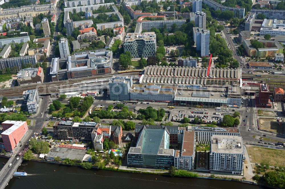 Berlin from above - Office building - Ensemble with dem Energieforum Berlin and the Hotel on place Stralauer Platz in Berlin, Germany