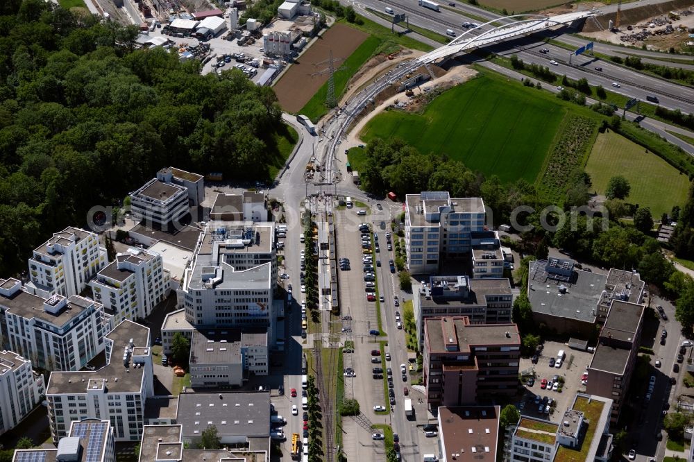 Aerial image Stuttgart - Office building - Ensemble along Schelmenwasenstrasse at the underground station Fasanenhof Schelmenwasen in the district Fasanenhof-Ost in Stuttgart in the state Baden-Wuerttemberg, Germany