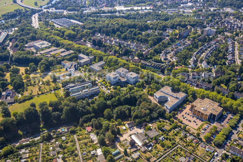 Aerial image Essen - Office building - Ensemble on street Ruhrallee - Bonsiepen in Essen at Ruhrgebiet in the state North Rhine-Westphalia, Germany