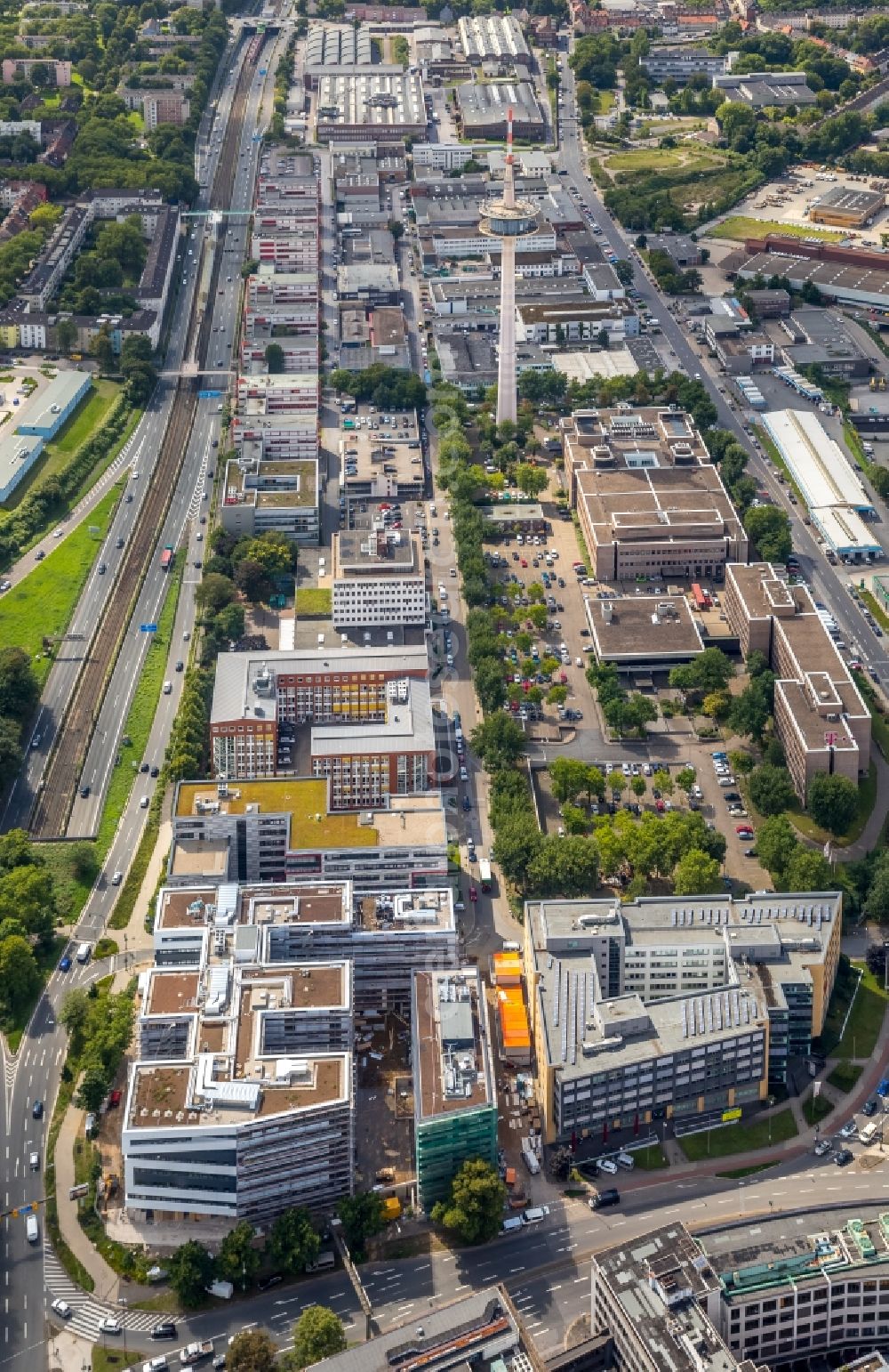 Essen from the bird's eye view: Office building - Ensemble Europa-Center in Essen in the state North Rhine-Westphalia, Germany