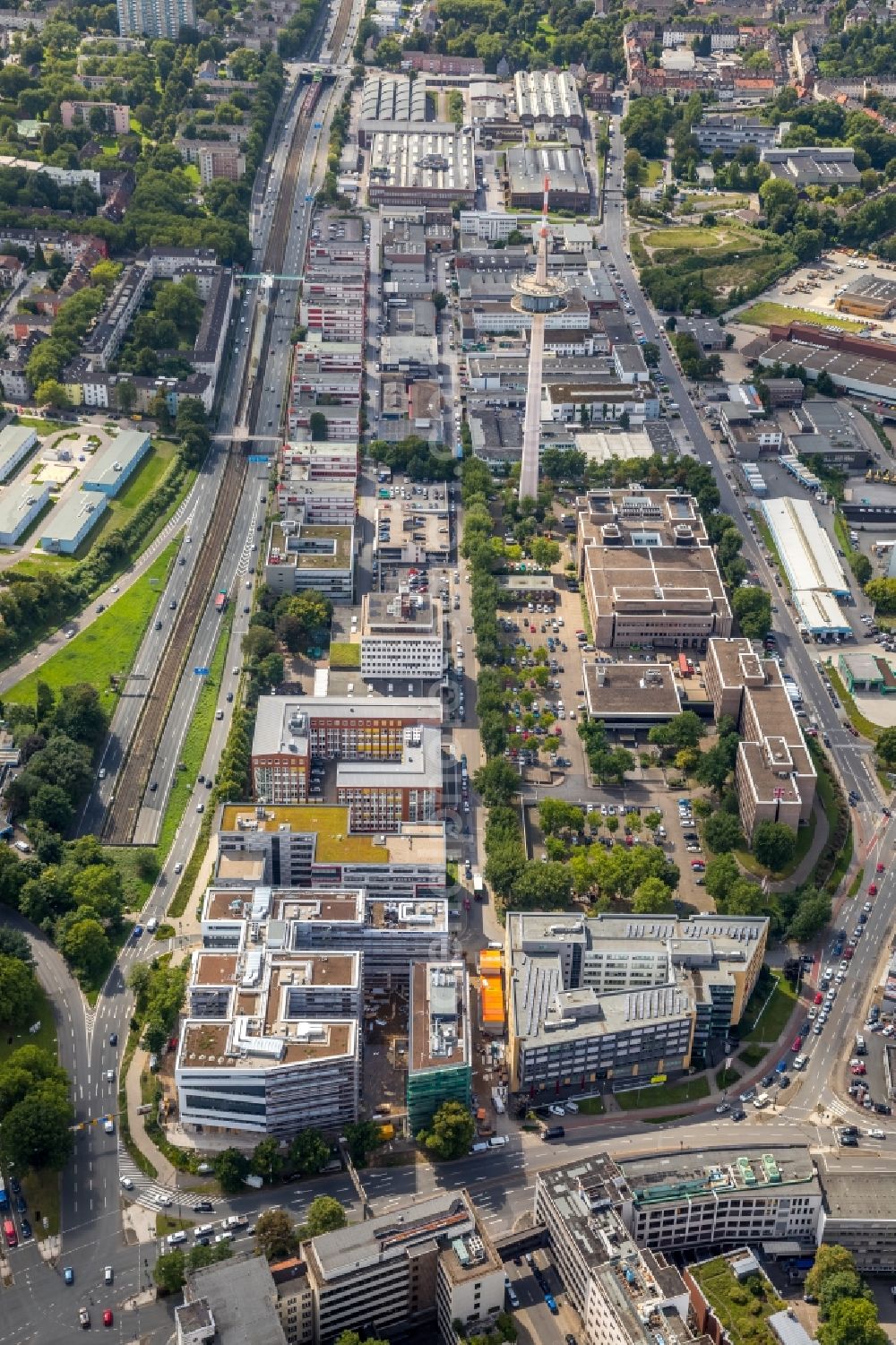 Aerial image Essen - Office building - Ensemble Europa-Center in Essen in the state North Rhine-Westphalia, Germany