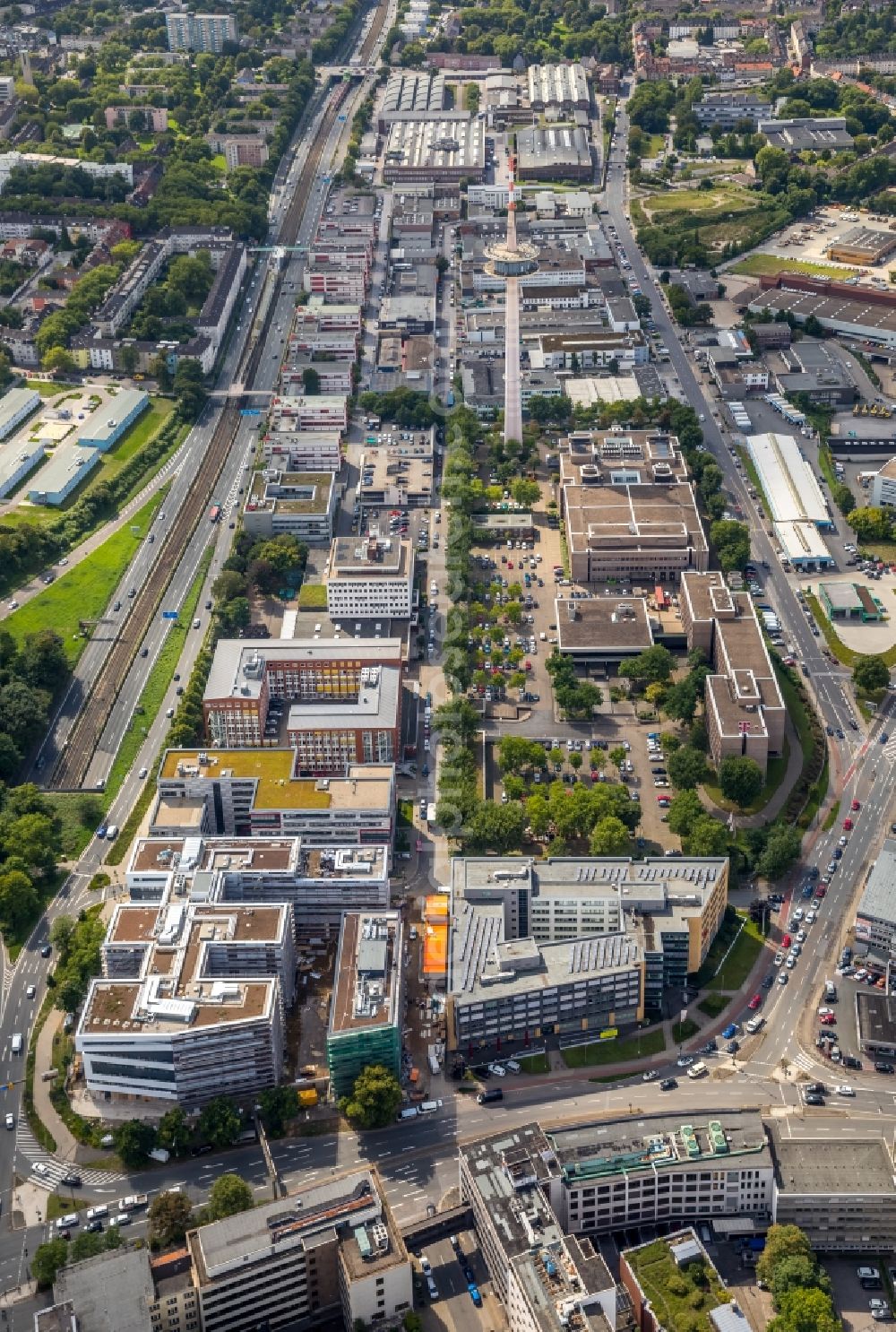 Aerial photograph Essen - Office building - Ensemble Europa-Center in Essen in the state North Rhine-Westphalia, Germany