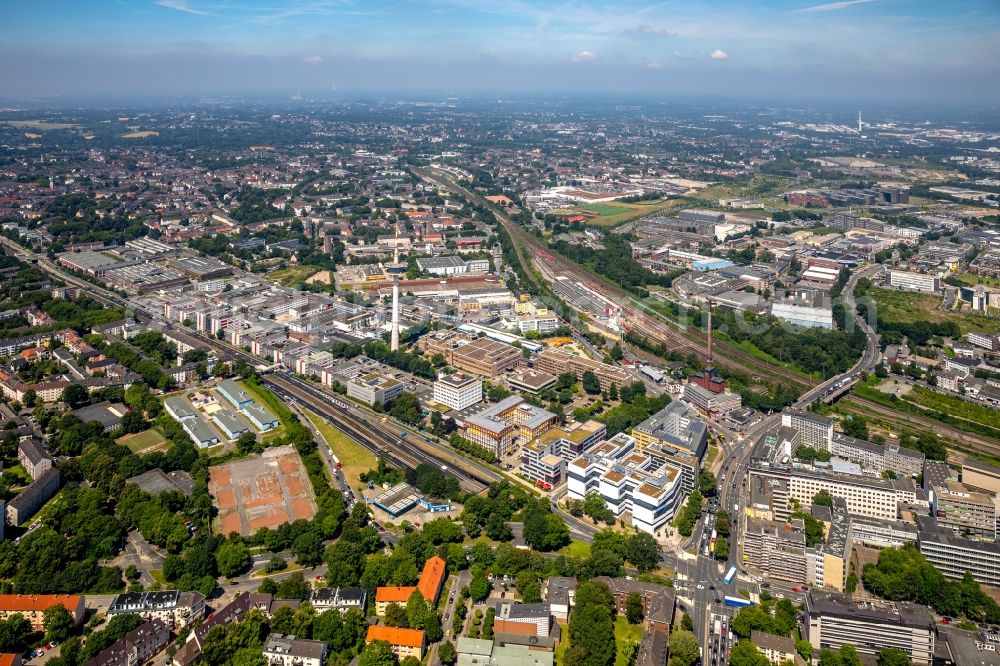 Aerial image Essen - Office building - Ensemble EUROPA-CENTER on Kruppstrasse in Essen in the state North Rhine-Westphalia, Germany