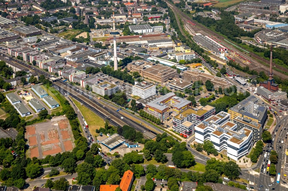 Aerial photograph Essen - Office building - Ensemble EUROPA-CENTER on Kruppstrasse in Essen in the state North Rhine-Westphalia, Germany