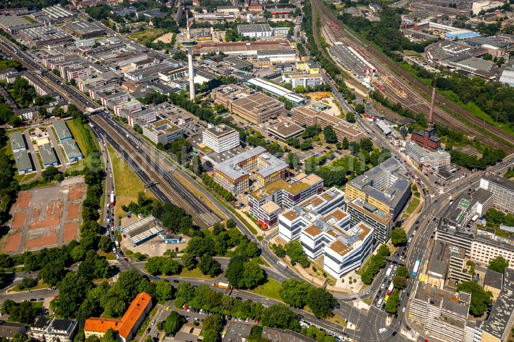 Essen from above - Office building - Ensemble EUROPA-CENTER on Kruppstrasse in Essen in the state North Rhine-Westphalia, Germany