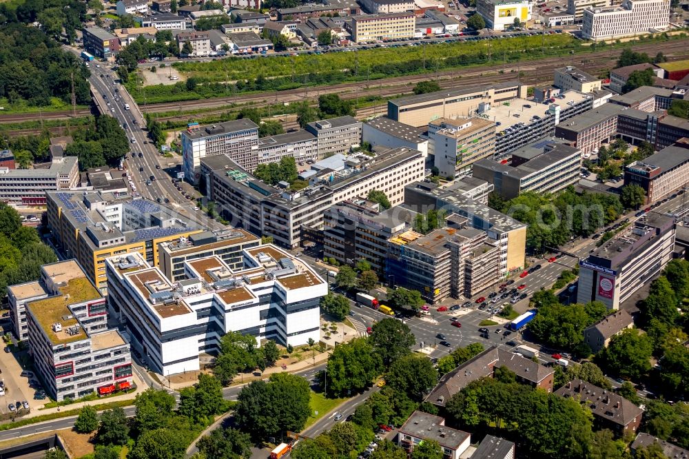 Aerial image Essen - Office building - Ensemble EUROPA-CENTER on Kruppstrasse in Essen in the state North Rhine-Westphalia, Germany