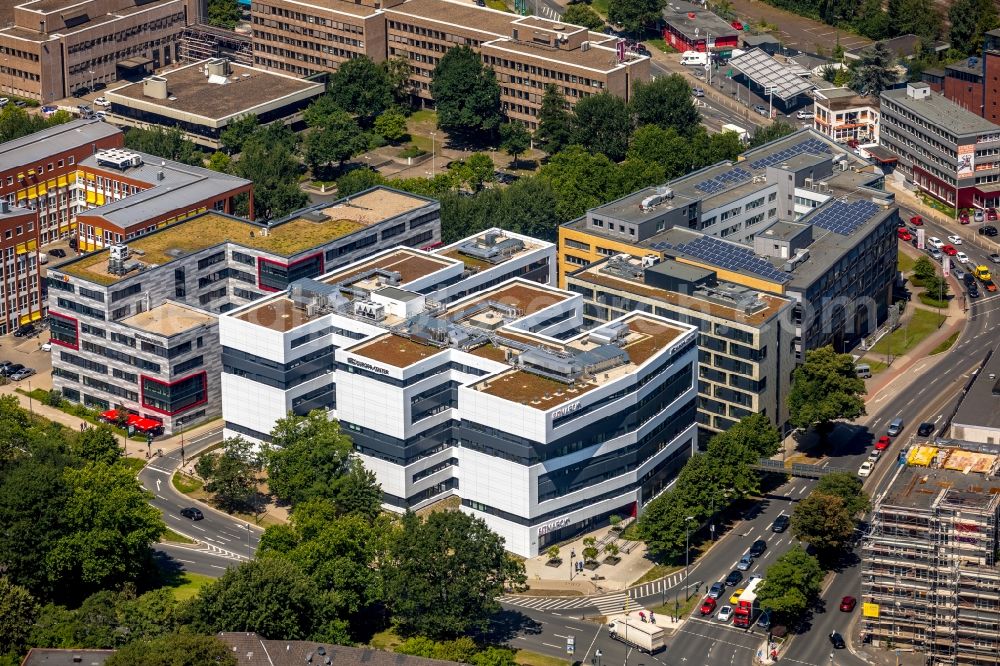 Essen from the bird's eye view: Office building - Ensemble EUROPA-CENTER on Kruppstrasse in Essen in the state North Rhine-Westphalia, Germany