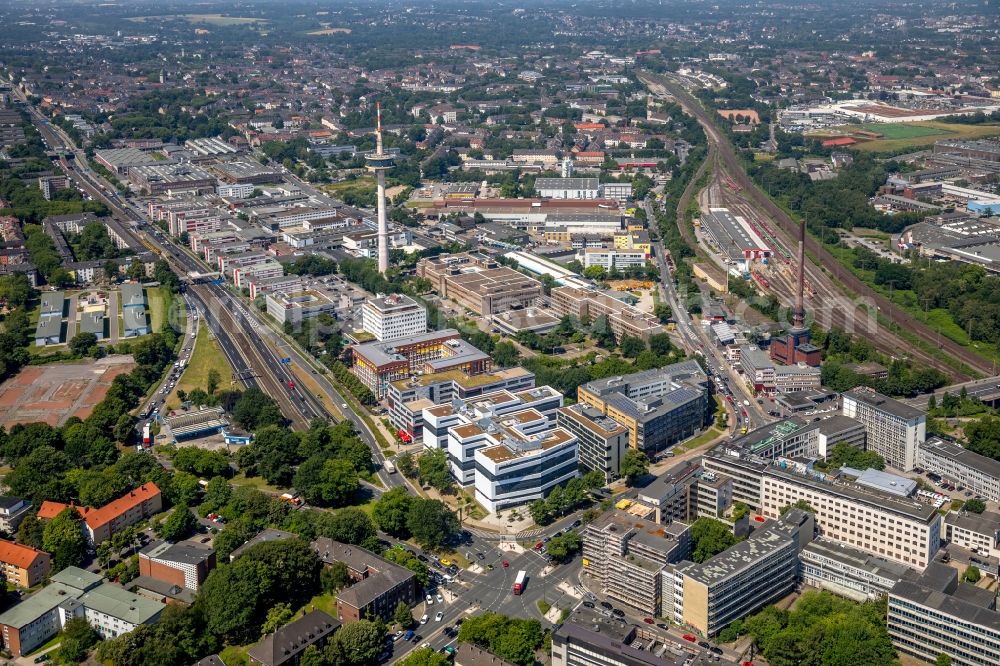 Essen from above - Office building - Ensemble EUROPA-CENTER on Kruppstrasse in Essen in the state North Rhine-Westphalia, Germany