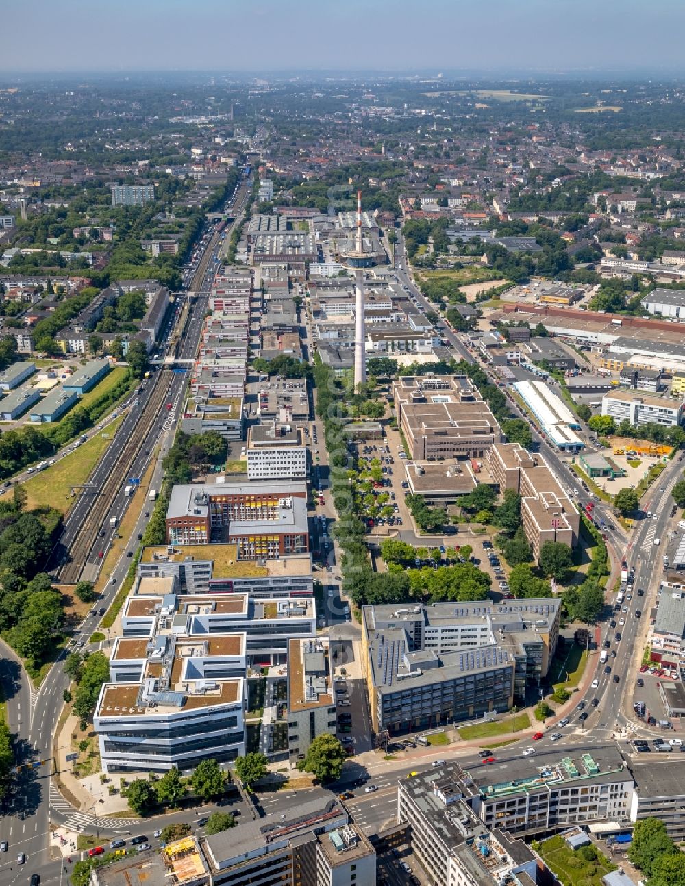 Aerial image Essen - Office building - Ensemble EUROPA-CENTER on Kruppstrasse in Essen in the state North Rhine-Westphalia, Germany