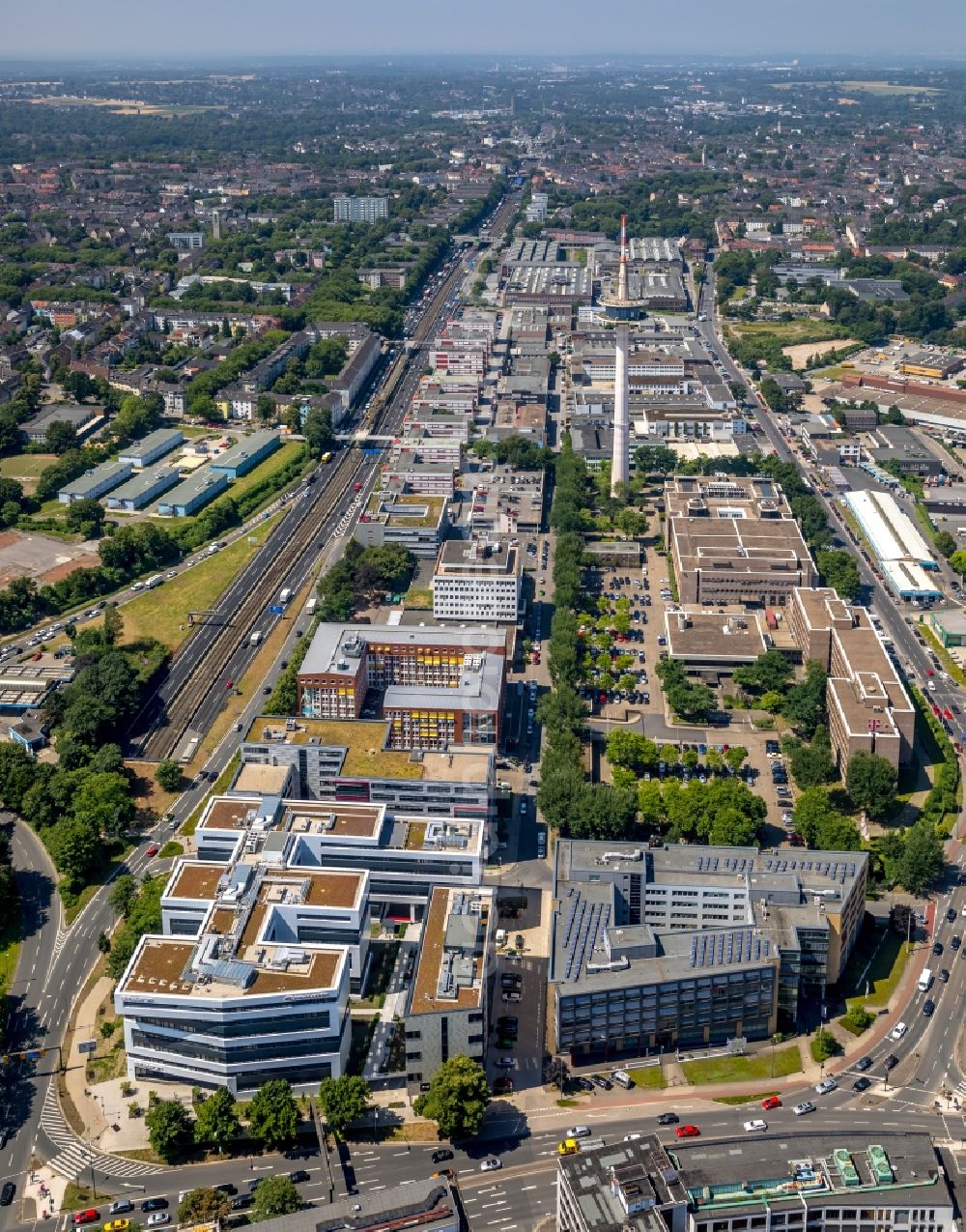 Aerial photograph Essen - Office building - Ensemble EUROPA-CENTER on Kruppstrasse in Essen in the state North Rhine-Westphalia, Germany