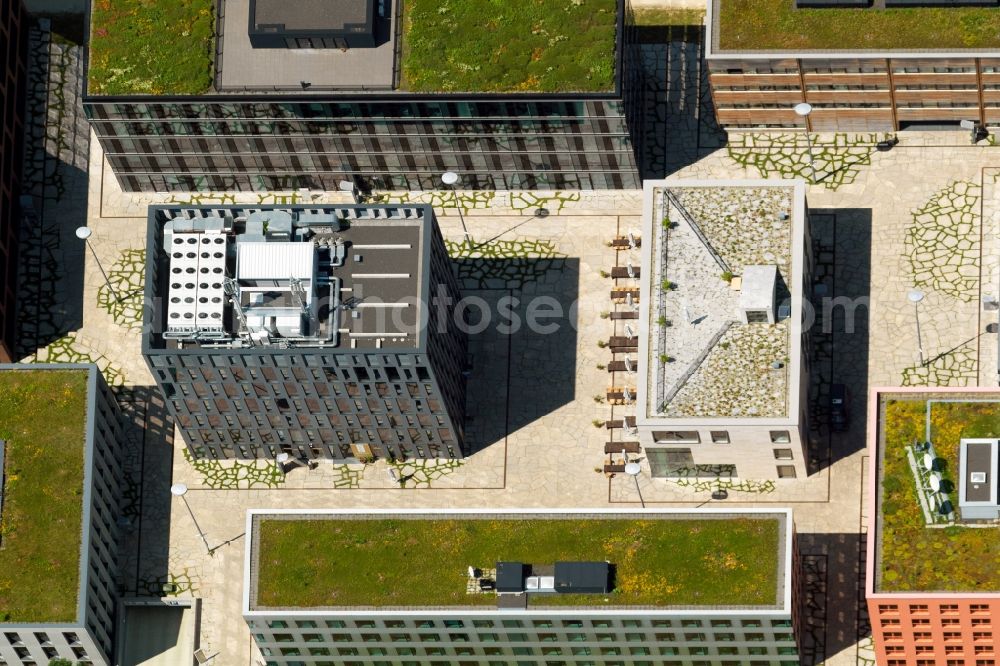 Aerial image Unterföhring - Office building - Ensemble in the business quarters of Unterfoehring in the state of Bavaria