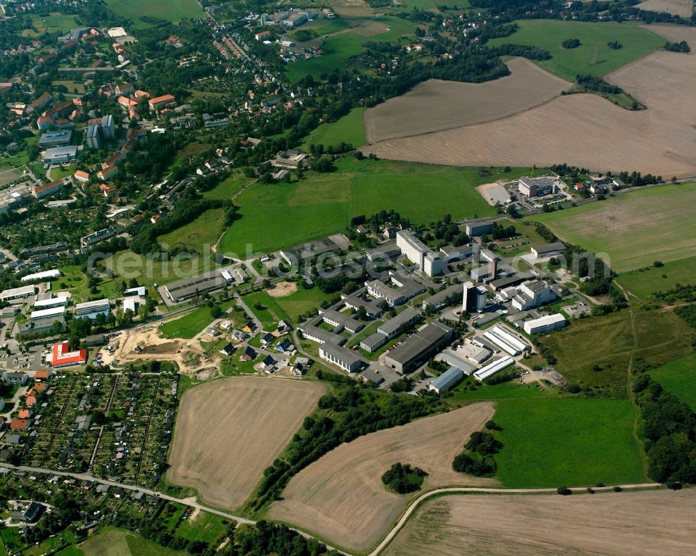 Freiberg from above - Office building - Ensemble on Halsbruecker Strasse in the district Loessnitz in Freiberg in the state Saxony, Germany