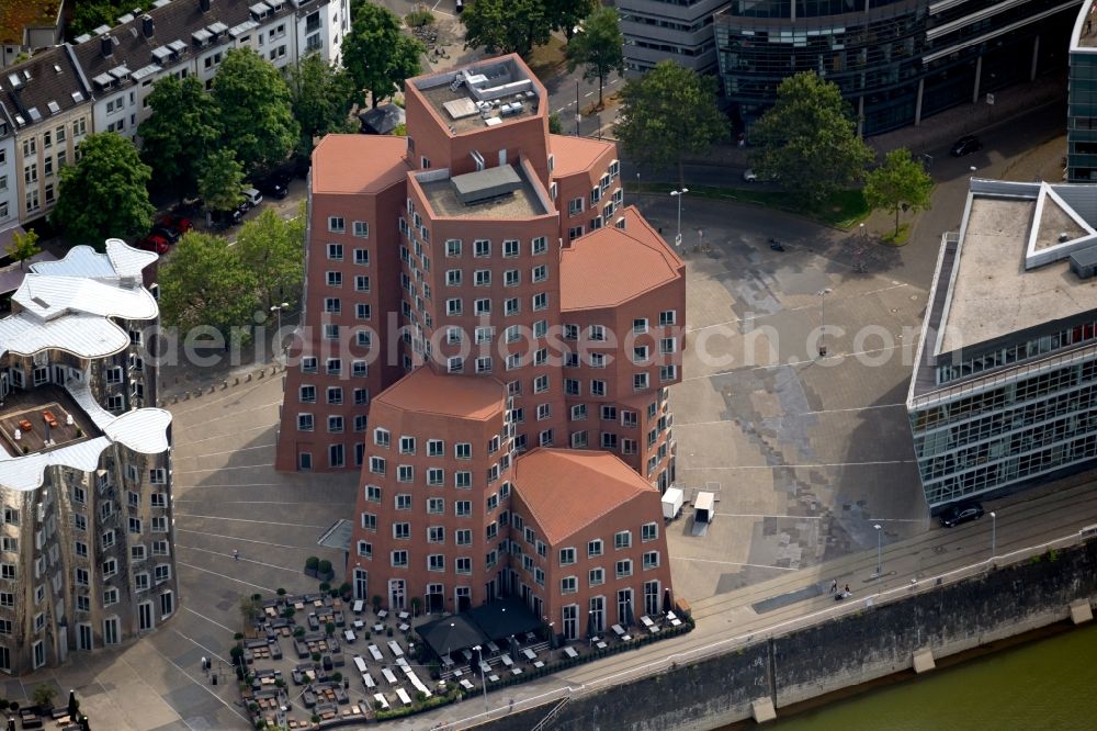 Düsseldorf from above - Office building - Ensemble Am Handelshafen in the district Unterbilk in Duesseldorf at Ruhrgebiet in the state North Rhine-Westphalia, Germany