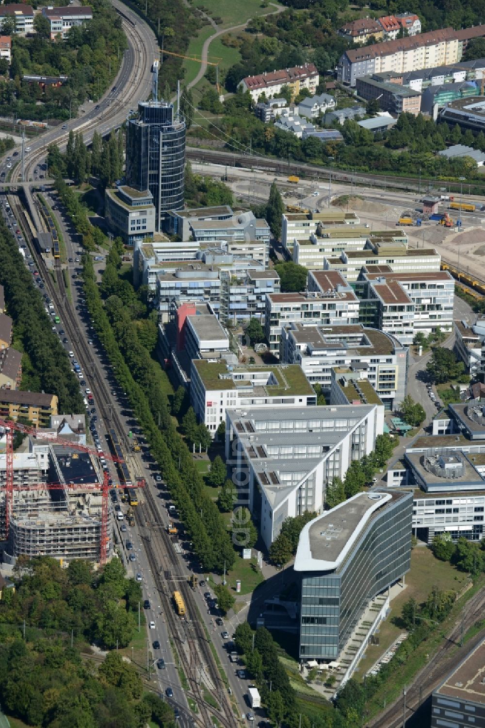 Stuttgart from above - Office building - Ensemble Heilbronner Strasse - Presselstrasse in Stuttgart in the state Baden-Wuerttemberg