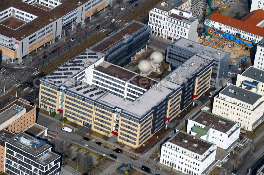 Berlin from above - Office building - Ensemble with Isothermische Kugellabore on Rudower Chaussee - Am Studio - Walther-Nernst-Strasse in the district Adlershof in Berlin, Germany