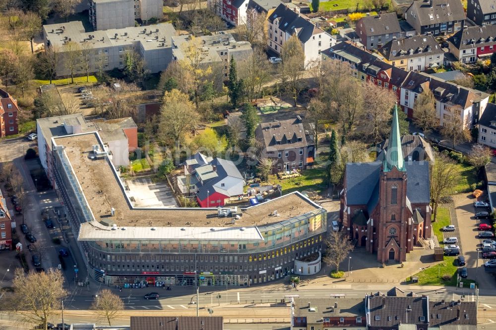 Aerial image Bochum - Office building - Ensemble Lutherhaus on Wittener Strasse in Bochum in the state North Rhine-Westphalia, Germany