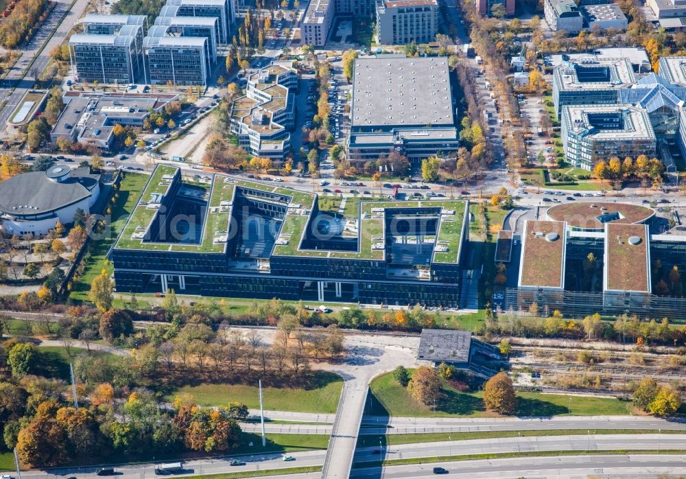 München from above - Office building - Ensemble 88north on Riesstrasse in the district Moosach in Munich in the state Bavaria, Germany