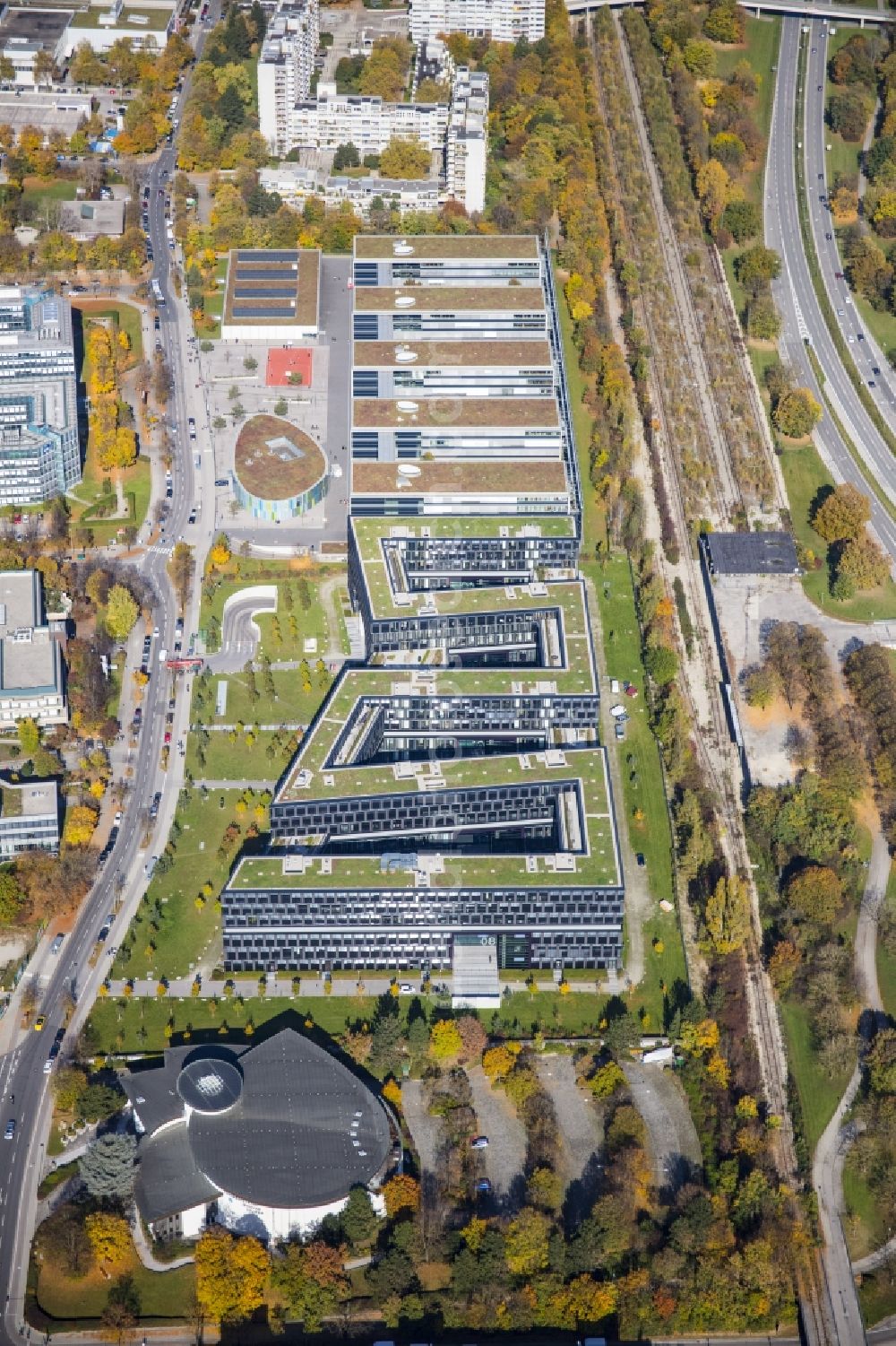 Aerial image München - Office building - Ensemble 88north on Riesstrasse in the district Moosach in Munich in the state Bavaria, Germany