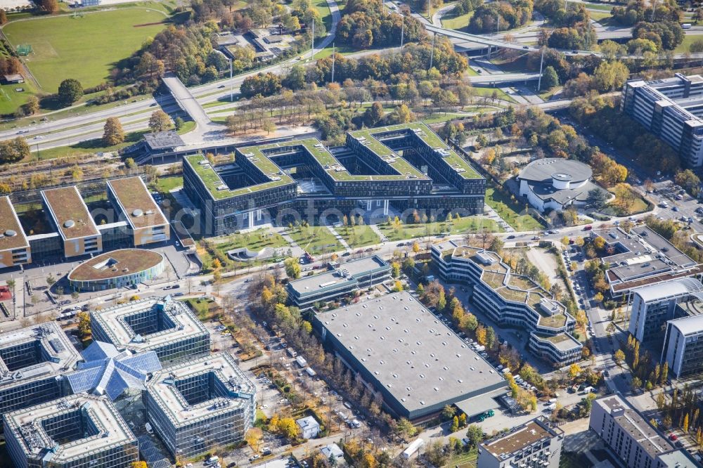 München from above - Office building - Ensemble 88north on Riesstrasse in the district Moosach in Munich in the state Bavaria, Germany