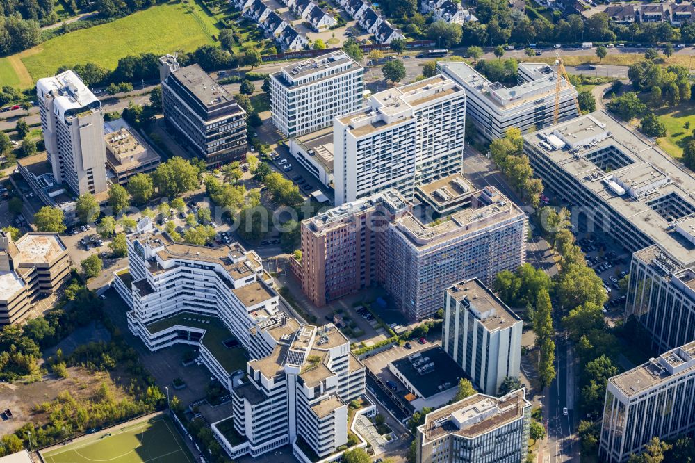 Lörick from the bird's eye view: Office and commercial building ensemble Am Seestern in the district of Loerick in Duesseldorf in the federal state of North Rhine-Westphalia, Germany