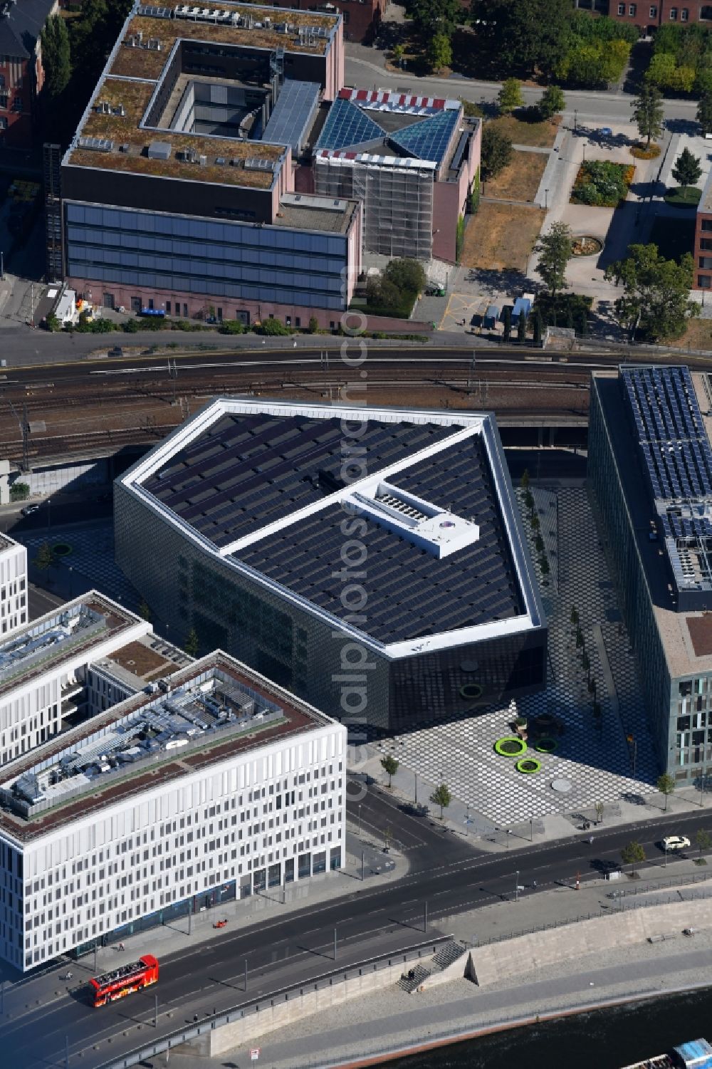 Berlin from above - Office building - Ensemble of the PricewaterhouseCoopers GmbH WPG , the Futurium gGmbH and the Anti-Discrimination Agency of the Federation in Berlin, Germany