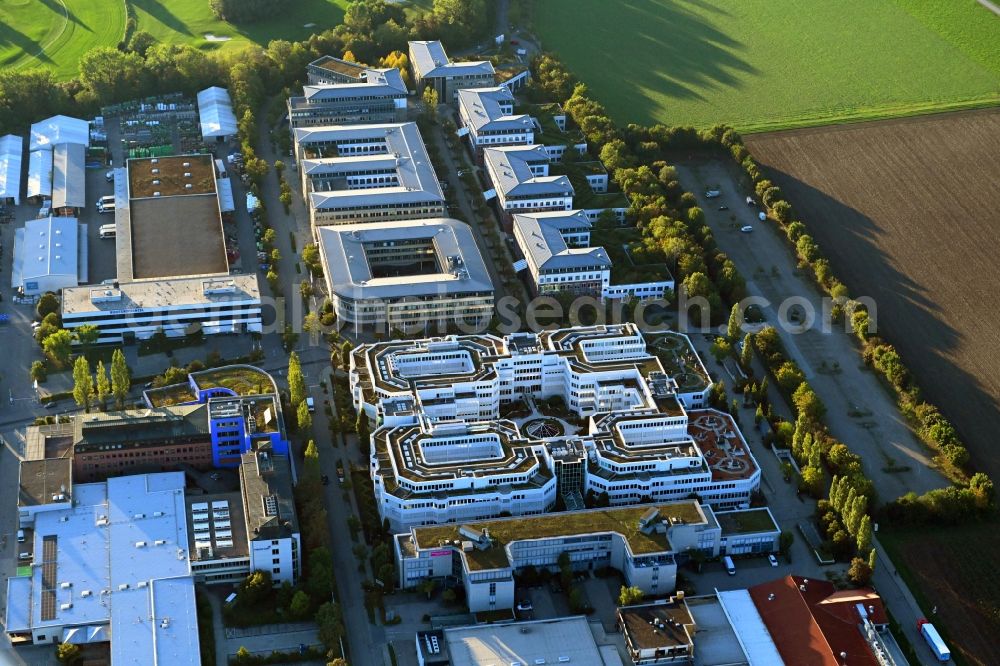 Aschheim from above - Office building - Ensemble on Max-Planck-Strasse in the district Dornach in Aschheim in the state Bavaria, Germany